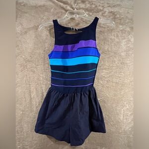NEW Vintage Gabar Womens One Piece Modest Swimsuit with Attached Shorts Size 8.